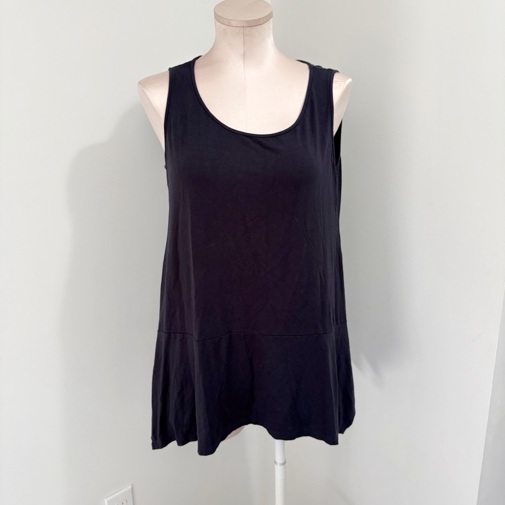 🌷Sale Eileen Fisher Jersey Tank Dress Tunic Size Small Navy Blue Asymmetrical